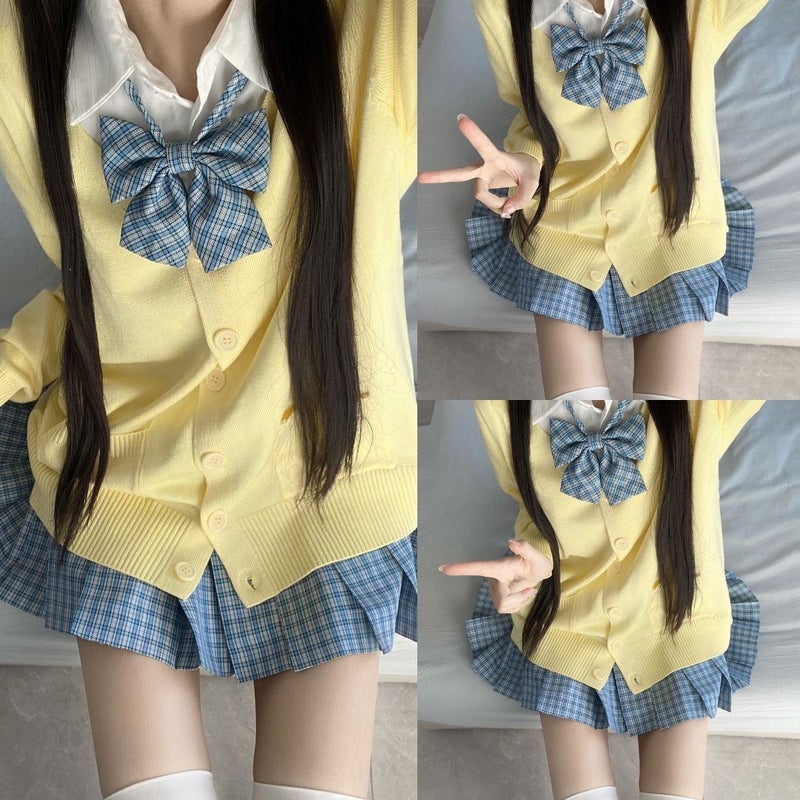 Best-Selling Preppy Jk Uniform Basic Outerwear Sweater Cardigan Jacket Student Commuting Layered Long-Sleeve Knitwear For - Image 1